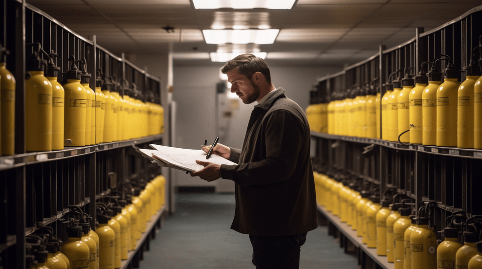 a man completing a workplace fire prevention survey