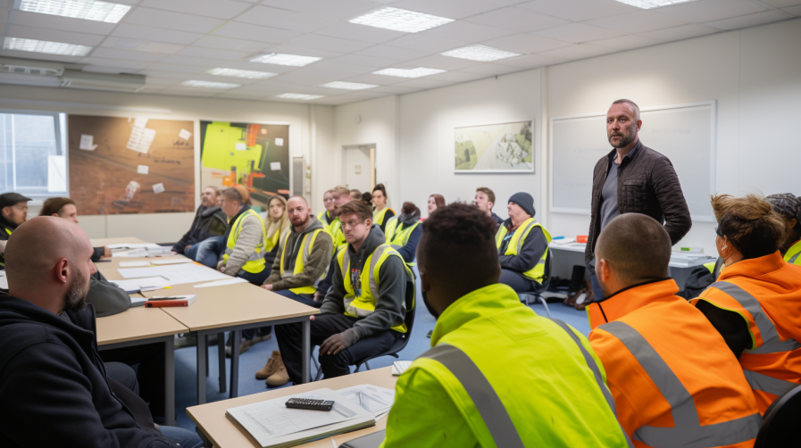 fire drill training in a school classroom