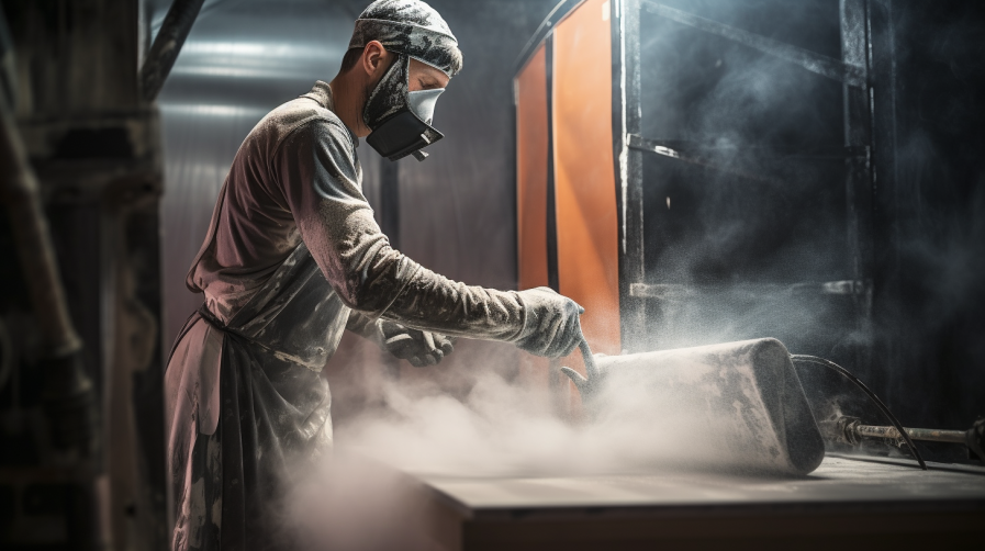 person working in a paint booth